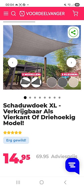 Schaduwdoek XL driehoekig model