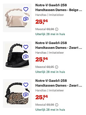 Minstens 50% korting op Notre V handtassen