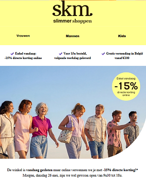 SKM: 15% korting