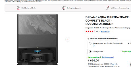 DREAME AQUA 10 ULTRA TRACK COMPLETE BLACK - ROBOTSTOFZUIGER