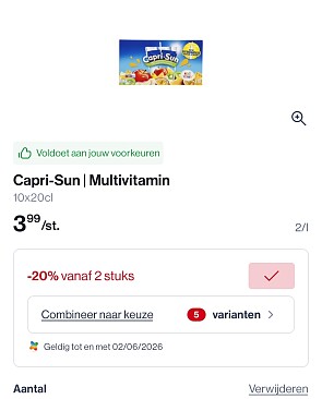 Capri sun - multivitamin voor slechts 0,32€/zakje