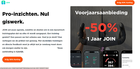Join fietstrainings app 50% op jaarabonnement