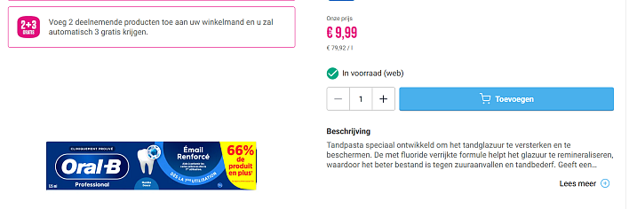 Oral-B Tandpasta Versterkt Tandglazuur 125 ml: 2+3 gratis