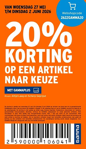 20% korting op een artikel naar keuze