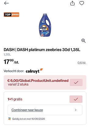 Dash platinum vloeibaar in promo
