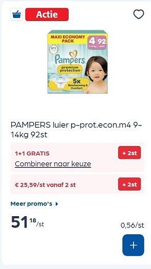 Pampers premium protection maxi pack in mooie korting + geen servicekost bij 30 euro