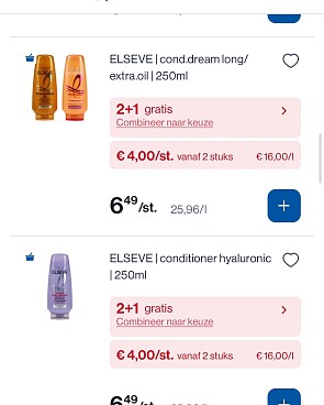 Elseve shampoo /conditioner in promo + gratis servicekost