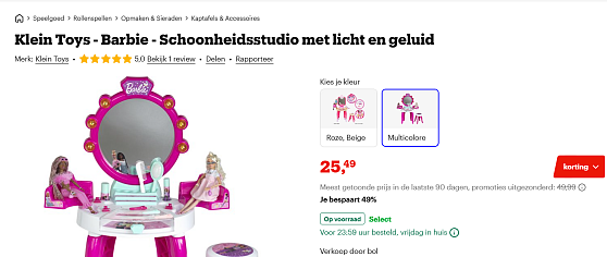 Klein Toys - Barbie - Schoonheidsstudio met licht en geluid