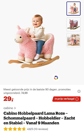 Cabino Hobbelpaard Lama Roze