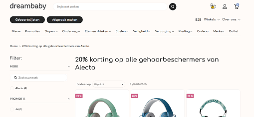 20% korting op alle gehoorbeschermers van Alecto bij Dreambaby