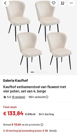Kaufhof eetkamerstoel €28,46 per stoel