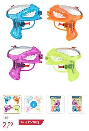 Waterpistooltjes Transparant, 4st. -34%