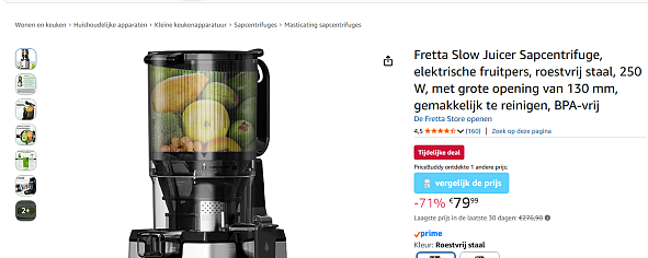 Fretta Slow Juicer Sapcentrifuge (-71%)