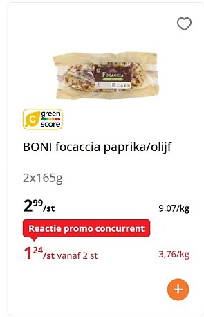 Boni focaccia voor slechts 1,24€/pak