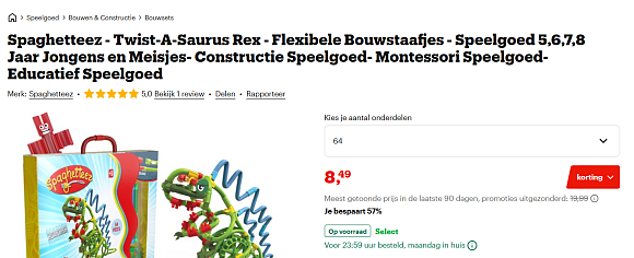 Spaghetteez Twist-A-Saurus Rex goedkoop bij Bol