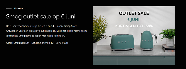 SMEG Outlet Sale antwerpen 6 juni