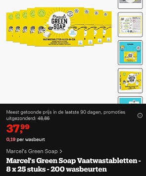 Marcel's green soap vaatwastabletten aan €0,19/stuk