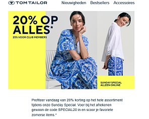 Tom Tailor: 20% korting