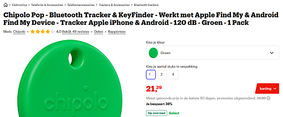 Bluetooth Tracker & KeyFinder: Chipolo Pop