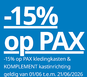 15% korting op PAX en KOMPLEMENT bij Ikea