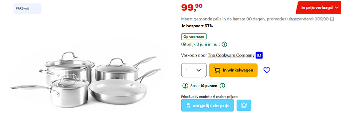 Greenpan 7 delige kook pannen set voor 99.90€