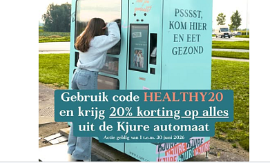 Korting op een gezonde maaltijd? 20% korting op alles uit de Kjure automaat!