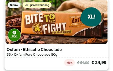Oxfam Pure Chocolade 50g - 35 repen (61% korting)