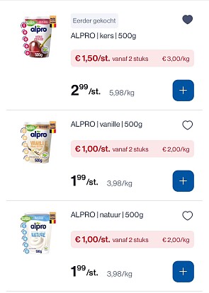 Verschillende potten Alpro yoghurt -50%