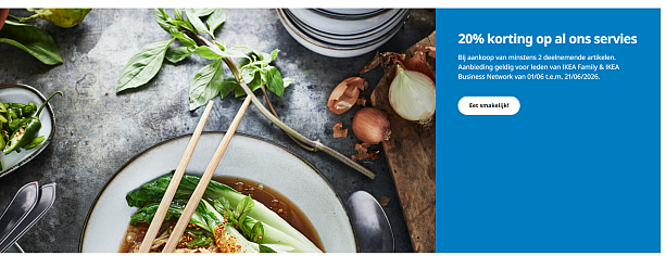 Ikea: 20% korting op servies