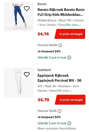 Paardrijbroeken vanaf 50% korting