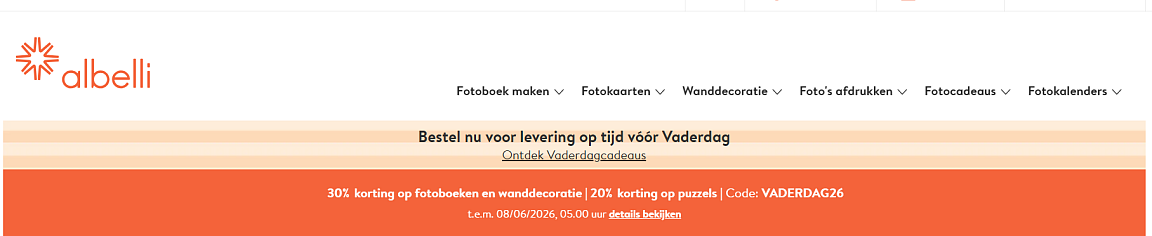 Albelli: 30% korting op fotoboeken en wanddecoratie | 20% korting op puzzels
