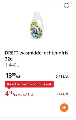 Dreft wasmiddel ochtendfris 32 d -66,67%