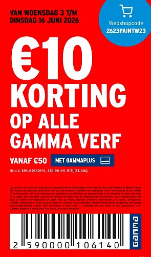 Tot €40 korting op GAMMA verf