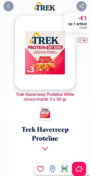 -€1 Trek haverreep proteïne