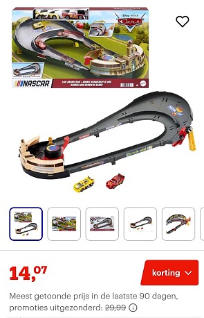 -53% Disney en Pixar Cars NASCAR Baanwisselrace Speelset met 2 Speelgoedauto's