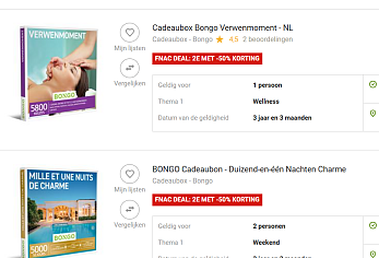Fnac deal: cadeaubox 2e met -50% korting