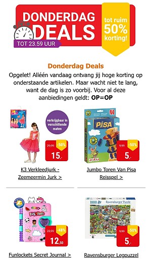 Donderdagdeal bij Lobbes: tot -50% op speelgoed