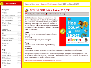 GRATIS Boek "Hoe Bouw je LEGO dieren", ter waarde van €12,99 bij iedere bestelling bij Brickshop.nl