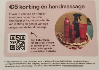 5 euro korting bij Rituals