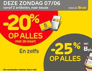20% korting op alles bij Brico
