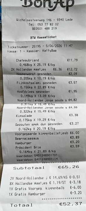Gratis hamburger en kippenballetjes bij bon ap