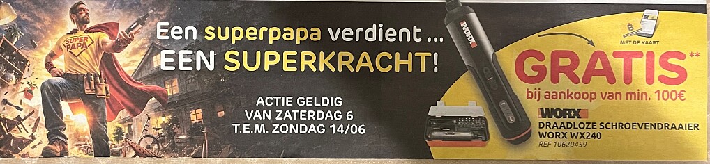 Gratis worx draadloze schroevendraaier bij brico