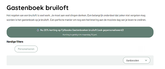 20% korting op vriendenboekjes, gastenboek bruiloft, en invulboeken