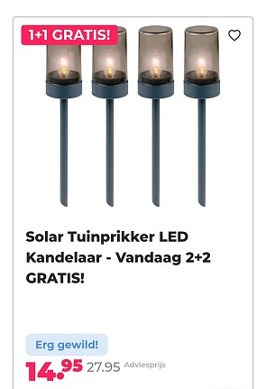 Solar tuinprikker LED kandelaar - Nu 2+2 gratis