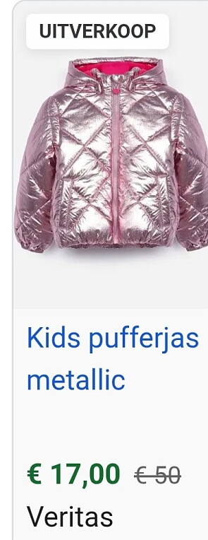 Kids pufferjas metallic