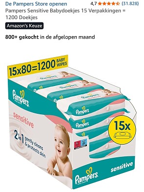 Pampers babydoekjes minder dan 2 cent/doekje