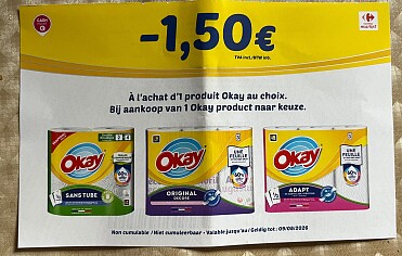 Coupon okay keukenrol -1,50€ bij Carrefour