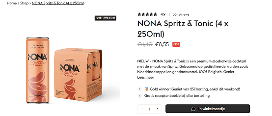 NONA Spritz & Tonic 25% korting!