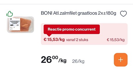 Boni zalmfilet voor 15,53€/kg