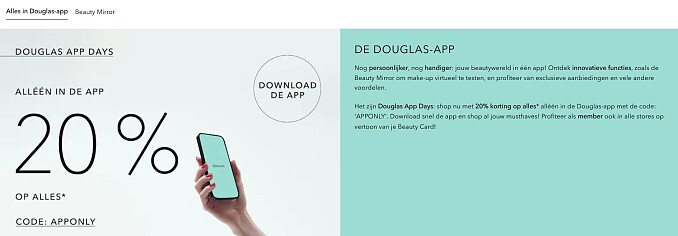 20% korting in Douglas app